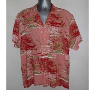 Thums Up Hawaiian Shirt Mens L Tropical Island Short Sleeve Vacation cruise